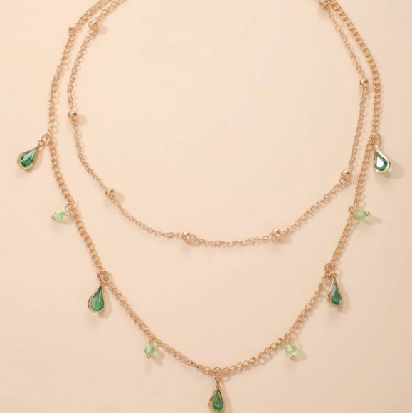 *Cara* Green Stone Necklace - Picture 4 of 4
